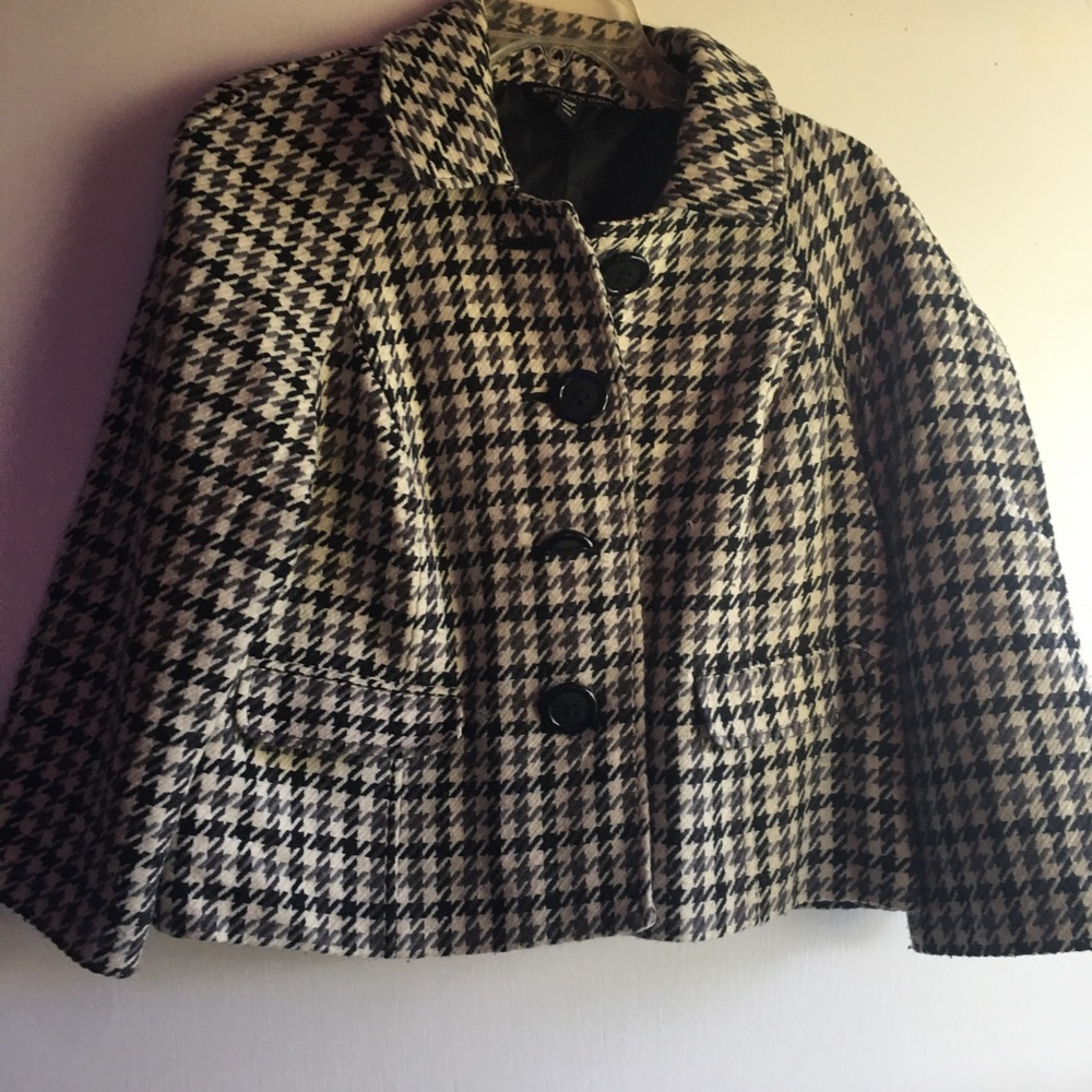 Houndstooth Checked Cropped Blazer Sz 10